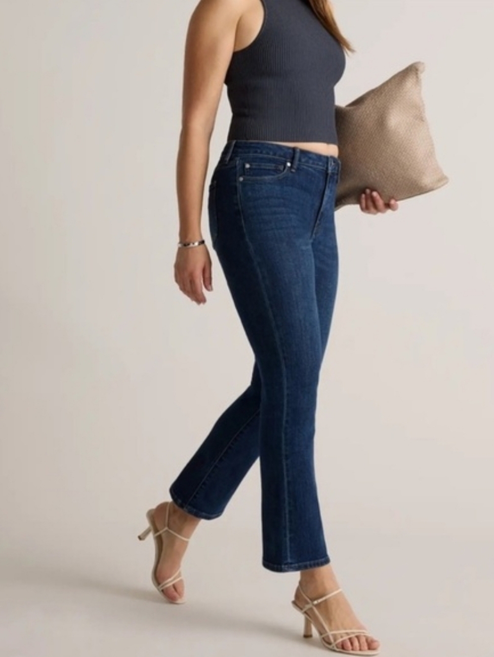 Quince High-Rise Straight-Leg Jeans in Dark Blue Denim